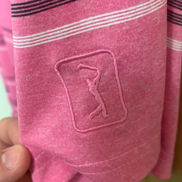 PGA TOUR Men’s Pink Striped Polo Shirt Size XL - Picture 3 of 5